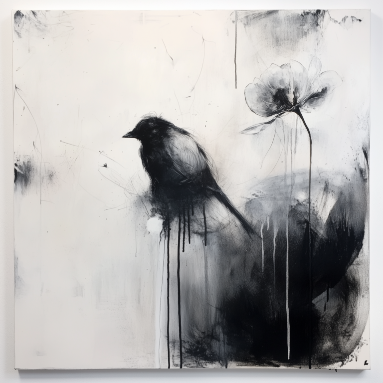 Limn's established black-and-white wagtail and flower artwork.